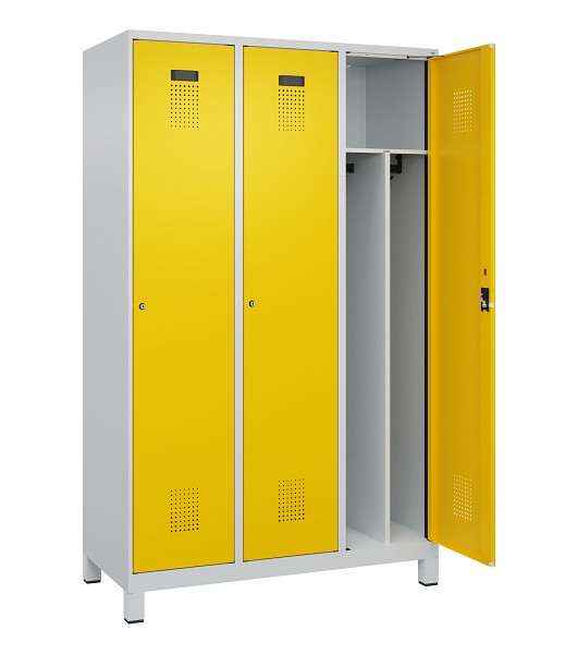 C+P Spind Evolo PLUS, mit Füßen, 3 Abteile, 1950x1200x500mm, 7035/1023, Verschluss Zylinderschloss, 049010-32F S10028