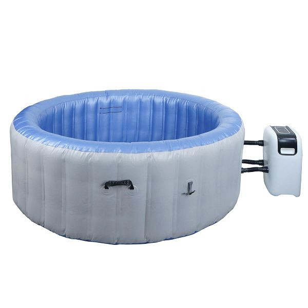 Mendler Whirlpool HWC-N97, 5 Personen, In-/Outdoor heizbar aufblasbar Pumpe PVC laminiert, rund Ø 198cm, grau-blau, 110364+110365