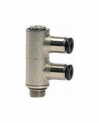 Riegler L-Mehrfachverteiler mit Innensechskant, 2-fach, drehbar, Außengewinde zylindrisch mit O-Ring (NBR), 108805