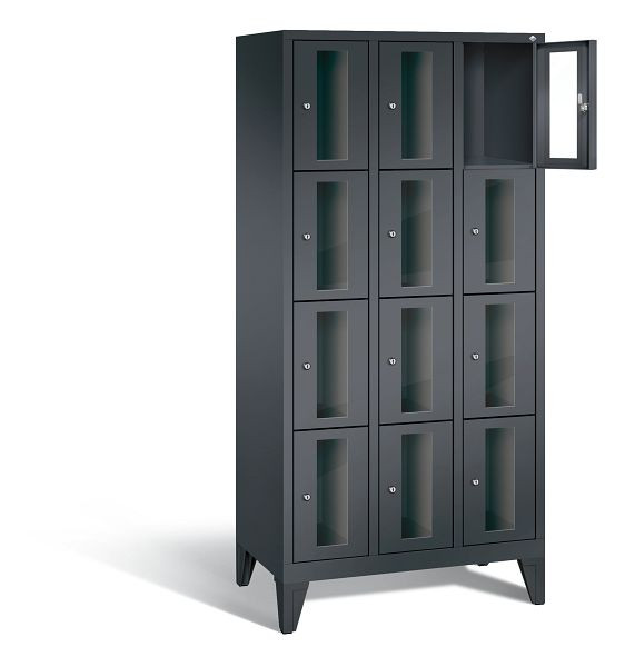 C+P Schließfachschrank Classic, H1850xB900xT500mm, Farbe: Schwarzgrau, 8010A304 S10014