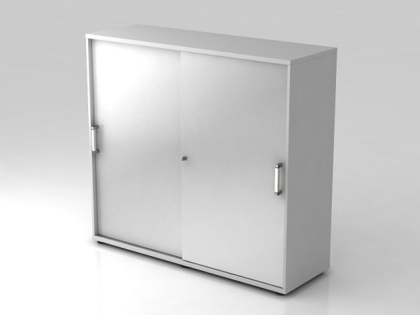 Hammerbacher Schiebetürschrank 3OH 120cm Chromgriff Grau/Silber, 120x40x110 cm (BxTxH), V1753S/5/S/CE