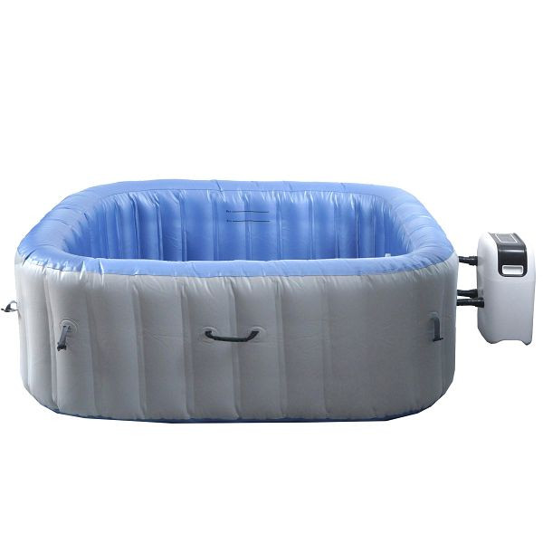 Mendler Whirlpool HWC-N97, 6 Personen, In-/Outdoor heizbar aufblasbar Pumpe PVC laminiert, eckig 198cm grau-blau, 110363+110365