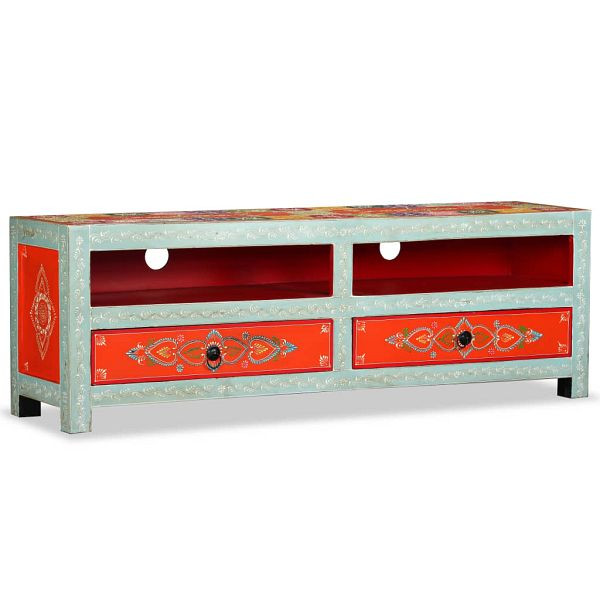vidaXL TV-Schrank Mangoholz Massiv Handbemalt, Material: Massives Mangoholz, 244595