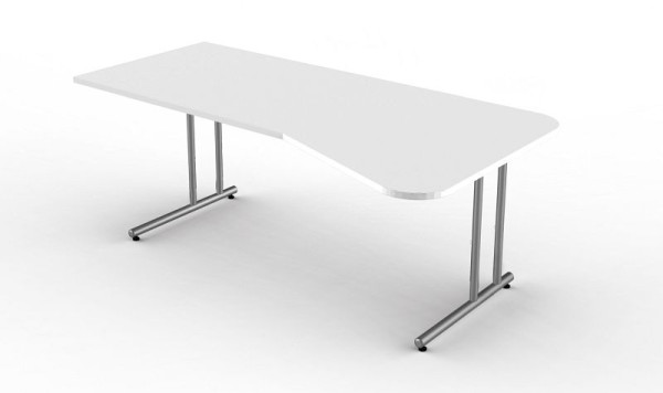 Kerkmann Freiformtisch mit C-Fuß-Gestell, Start Up, B 1950 mm x T 800/1000 mm x H 750 mm, Farbe: Weiß, 11434410