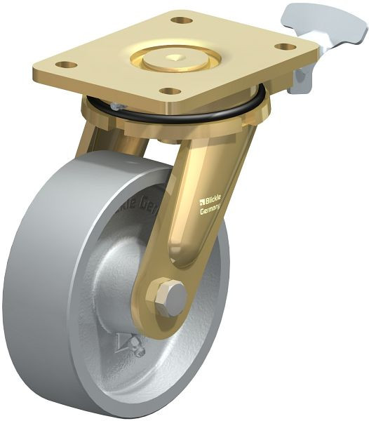 Blickle LS-G 150G-RI4 Stahlgeschweißte Schwerlast-Lenkrolle, schwere Drehkranz-Ausführung, Guss, Grau, 751272