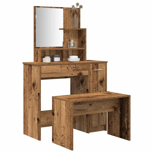 vidaXL Schminktisch-Set Altholz-Optik Holzwerkstoff, 3329191