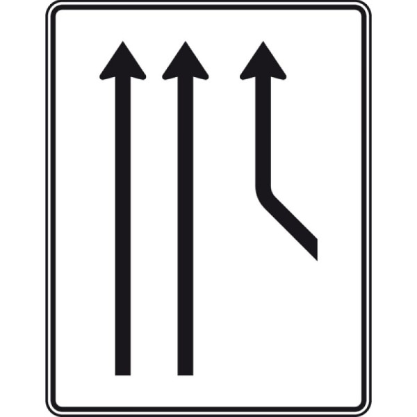 Stein HGS Zusammenführungstafel an durchgehender Strecke, zweistreifig plus 1 Fahrstreifen von rechts, Nr. 550-21, RA2/Alform, ohne Entfernungsangabe, 1600x1250mm, 550-21-122