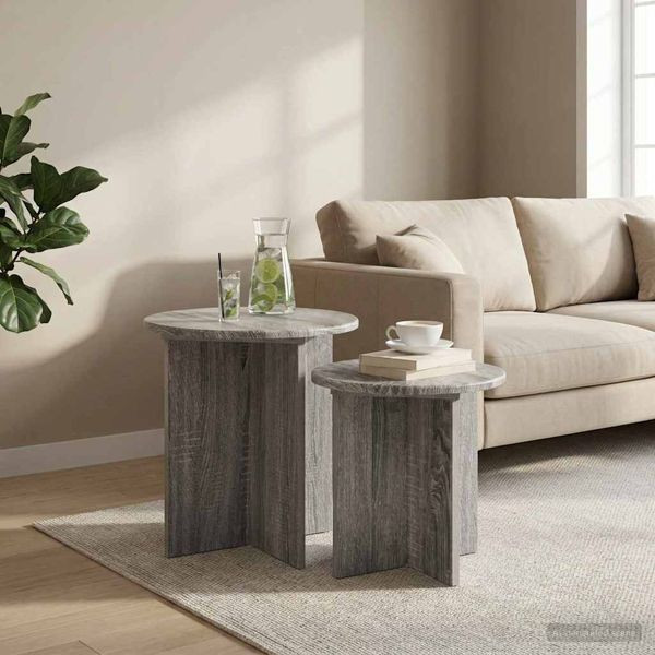 vidaXL Beistelltisch-Set 2-teilig Graues Sonoma Holzwerkstoff, 8001016