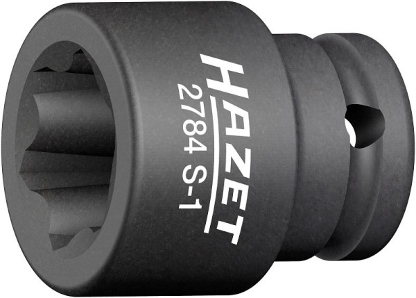 Hazet Schlag-, Maschinenschrauber Steckschlüsseleinsatz, mit Sonderprofil, Vierkant hohl 12,5 mm, Rillenprofil, 39 mm, 2784S-1