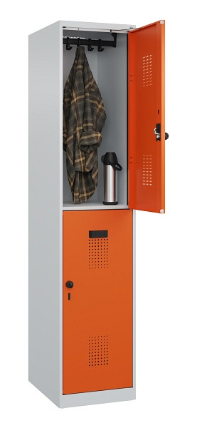 C+P Doppelstöckiger Spind Evolo PLUS, 2 Fächer, 1850x400x500mm, 7035/2004, Drehriegel, 049300-12 S10002