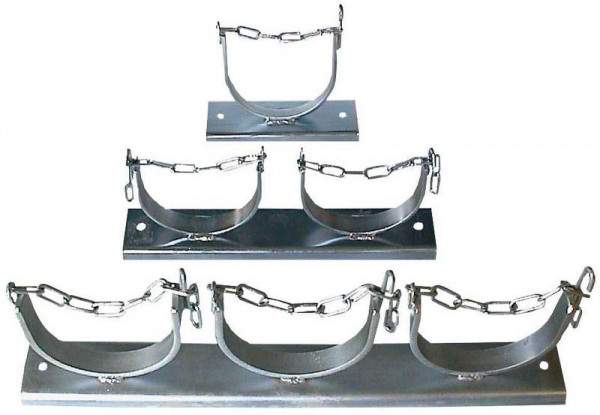 SINOtec Flaschenwandhalterung für 2 Flaschen à 50 l, D 230 mm, mit Kettensicherung, 10002544