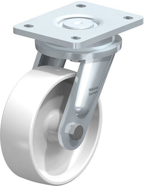 Blickle LO-PO 150G Stahlgeschweißte Schwerlast-Lenkrolle, Polyamid, Weiß, 47399
