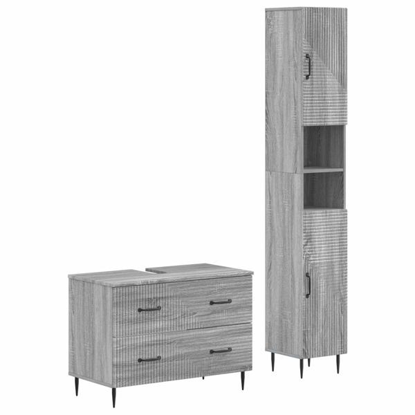 vidaXL 2-teiliges Badezimmer Schrank Set HAARLEM Sonoma-Grau, 3417537