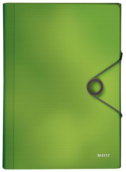 LEITZ 4579 Fächermappe Solid, 6 Fächer, A4, 250 Blatt, PP, hellgrün, 4579-10-50