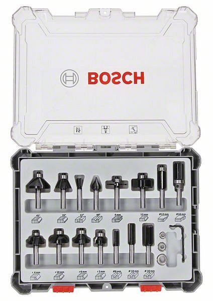 Bosch Fräser-Set, 8-mm-Schaft, 15-teilig, 2607017472