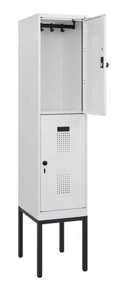 C+P Doppelstock-Spind Evolo PLUS, Gestell, 2 Fächer, 1950x400x500mm, 9016/9016, Drehriegel, 0493305-12 S10023