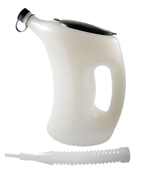 Busching Flüssigkeitsmaß 5 l aus HDPE, Schutzdeckel, Skaleneinteilung, Auslauftrichter, BU073008