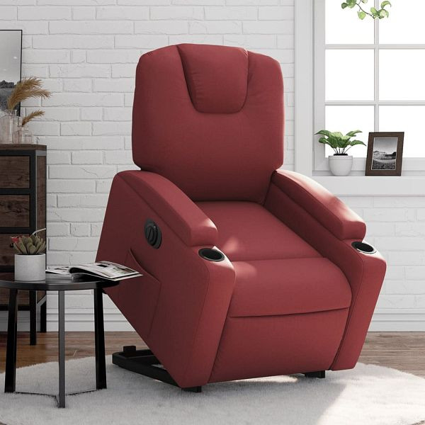 vidaXL Relaxsessel mit Aufstehhilfe Elektrisch Weinrot Kunstleder, 3204448