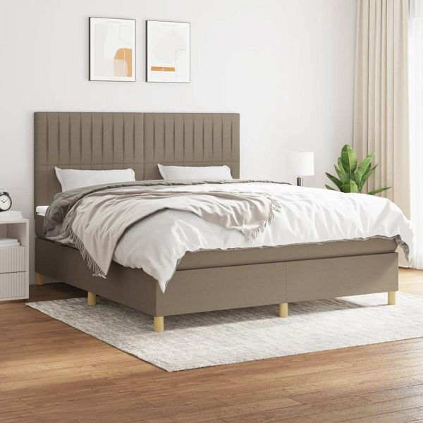 vidaXL Boxspringbett mit Matratze Taupe 180x200 cm Stoff, 3142517