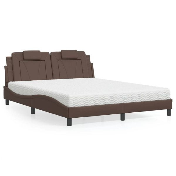 vidaXL Bett mit Matratze Braun 160x200 cm Kunstleder, 3208805