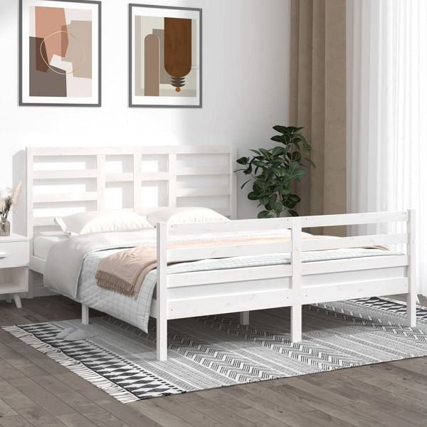 vidaXL Massivholzbett Weiß 160x200 cm, 3105871, 8720287046134