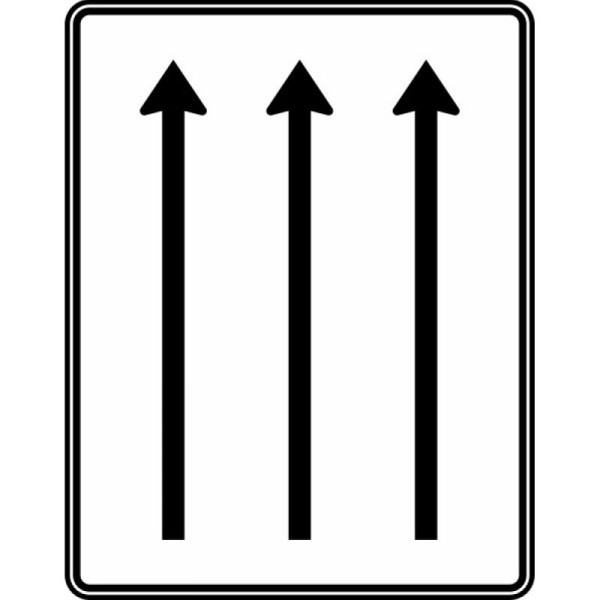 Stein HGS Fahrstreifentafel ohne Gegenverkehr, 3-streifig in Fahrtrichtung Nr. 521-31, 1250 x 1600 mm, RA2, Alform, ohne Entfernungsangabe, 521-31-122