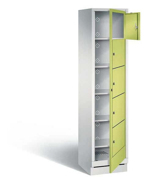 C+P Wäsche-Ausgabeschrank Evolo, H1800xB420xT500mm, Farbe: Lichtgrau / Viridingrün, 48160-105 S10091