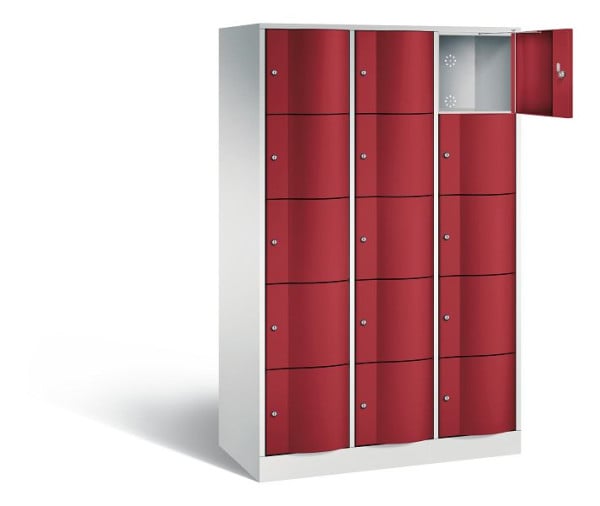 C+P Schließfachschrank Resisto, H1950xB1148xT540mm, Farbe: Lichtgrau / Rubinrot, 8570-372 S10029
