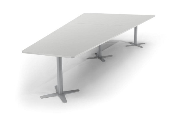Deskin Konferenztisch DUBLIN, Dekor: Lichtgrau, Gestellfarbe: Alusilber RAL 9006, BxHxT: 3800 x 735 x 1975 mm, 330288