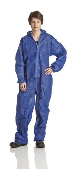 DS SafetyWear PP-Einweg-Overall, Kapuze, Arm-, Bein-, Taillengummi, 50 g/m², blau, Größe M, VE: 50 Stück, PP50B-M