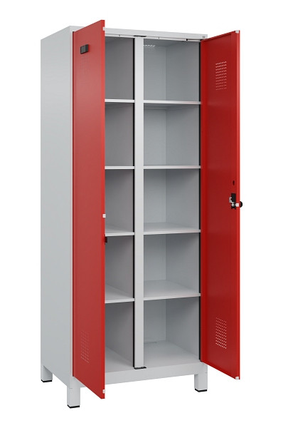 C+P Wäsche-Spind Evolo PLUS, mit Füßen, 2 Abteile, 1950x800x500mm, 7035/3020, Verschluss Drehriegel, 049012-22B S10005