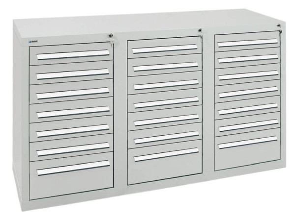 stumpf Schubladenschrank Serie T-100/35-3, RAL 7035/7035, 21 Schubladen (18x100, 3x200mm), 8153207