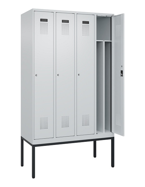 C+P Spind Evolo PLUS, Gestell, 4 Abteile, 2120x1200x500mm, 7035/7035, Verschluss Zylinderschloss, 0490307-40F S10040