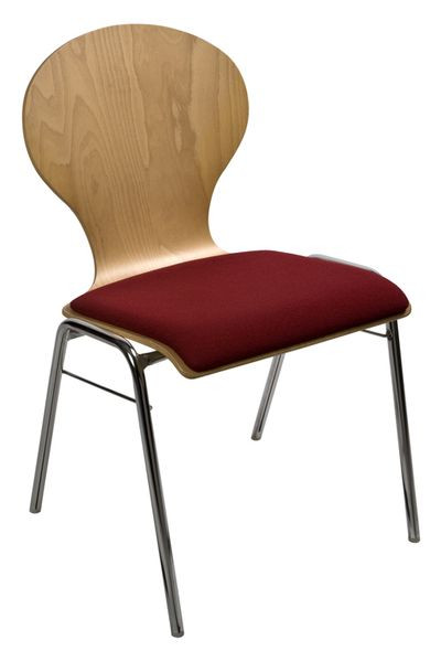 Kaiser-Sitzmöbel Stapelstuhl KS23FG-N2SP2, Form: N2, Gestell: Rundrohr, Sitz gepolstert, mit Filzgleiter für Holz-Böden, VE: 6 Stück, KS23FG-N2SP2