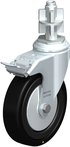 Blickle LKRA-VPA 126K-11-FI-EL-FA-E17 Apparate-Lenkrolle mit Expander & Feststeller, Vollgummi, Schwarz, 750840