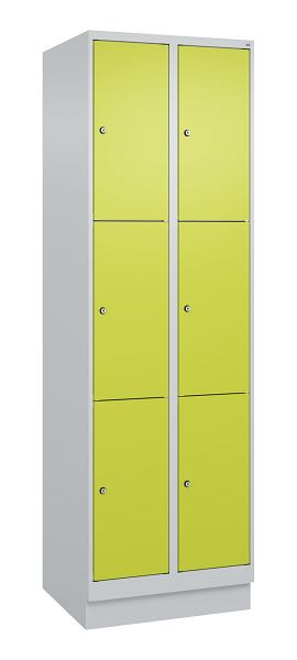 C+P Schließfachschrank Classic PLUS, Sockel, 2 Abteile mit je 3 Fächern, 1950x600x500mm, 7035/0024, 080020-203 S10010