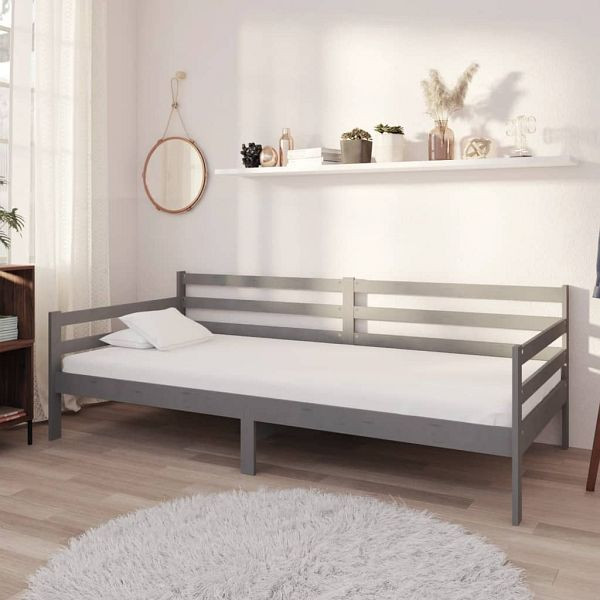 vidaXL Tagesbett mit Matratze 90x200 cm Grau Kiefer Massivholz, 3083601