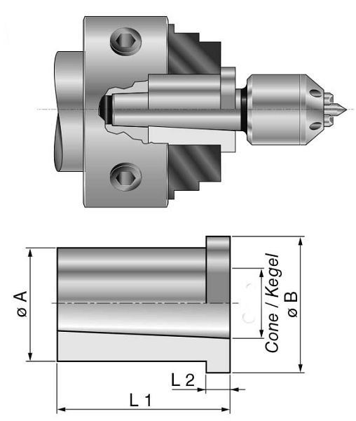 MACK Kegelhülse für Stirnmitnehmer MK3, zylindrisch, 03-KH-3