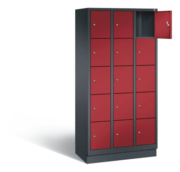 C+P Schließfachschrank Evolo, H1800xB900xT500mm, Farbe: Schwarzgrau / Rubinrot, 48020-305 S10018