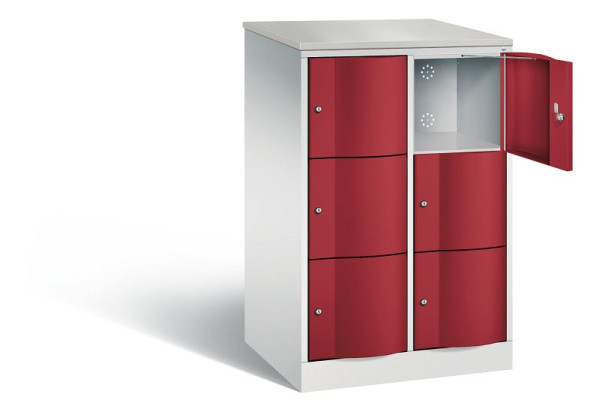 C+P XL-Schließfachschrank Resisto, H1255xB772xT640mm, Farbe: Lichtgrau / Rubinrot, 8573-273 S10124