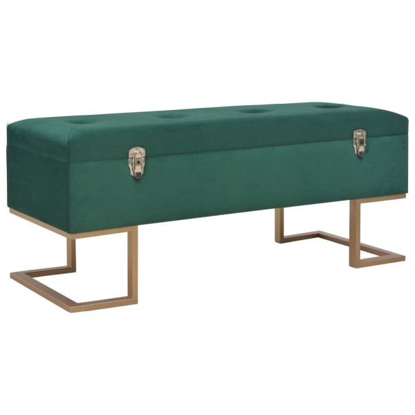 vidaXL Bank mit Staufach 105 cm Grün Samt, Grün und Golden, 247570