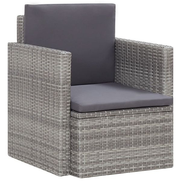 vidaXL Gartensessel mit Auflagen Poly Rattan Grau, 45781