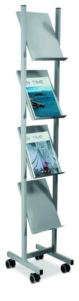 Deskin Prospektständer für 4x DIN A4, Silbergrau, 310 x 360 x 1570 mm, 271913