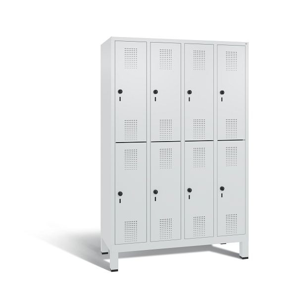 C+P Spind doppelstöckig Evolo, 4 Abteile, H1850xB1190xT500 mm, Grau, 48310-40 S10010