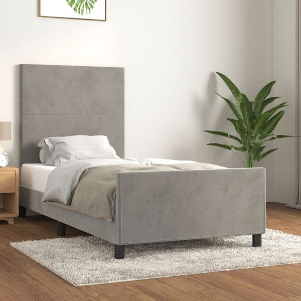 vidaXL Bettgestell mit Kopfteil Hellgrau 100x200 cm Samt, 3125617