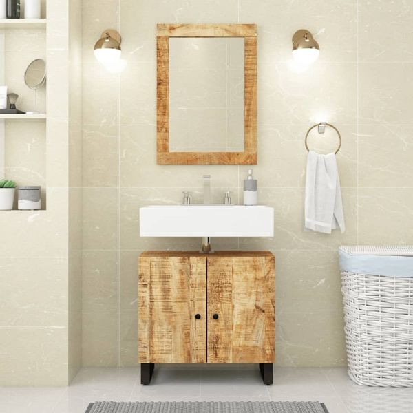 vidaXL Waschbeckenunterschrank Massivholz Mango und Holzwerkstoff, 351986