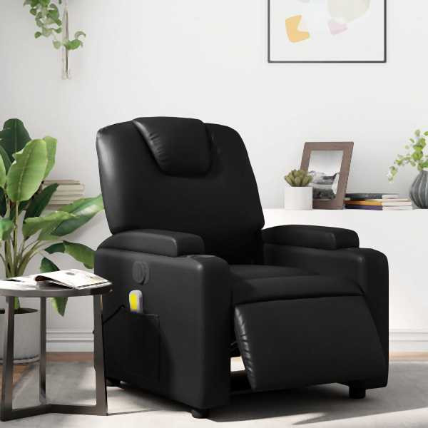 vidaXL Massagesessel Elektrisch Schwarz Kunstleder, 3204423