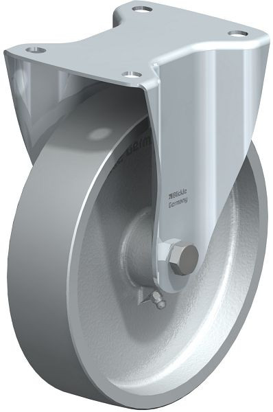 Blickle BI-G 200G Hitzebeständige Stahlblech-Bockrolle mit Anschraubplatte, Guss, Grau, 754496