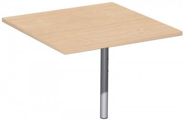 geramöbel Verkettungsplatte Volleck 90° mit Stützfuß, mit Kabelführung, höhenverstellbar, 800x800x680-820, Buche/Silber, N-647008-BS