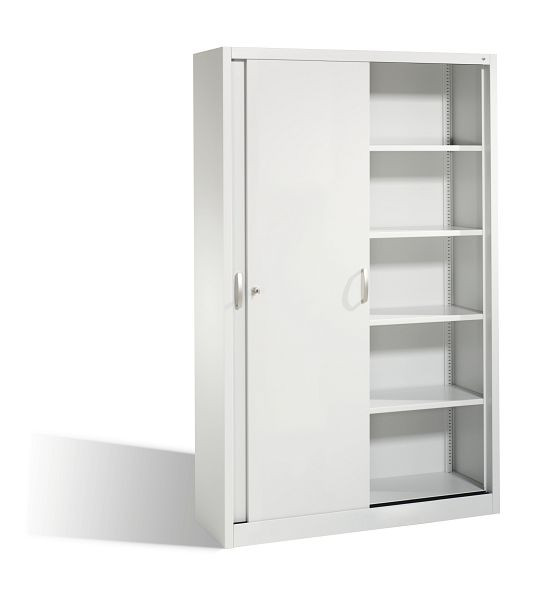 C+P Schiebetürenschrank Acurado, H1950xB1200xT400mm, Farbe: Lichtgrau, Bügelgriff, 5 OH, 2040-00 S10165